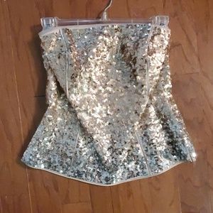 Whbm bustier gold sequin